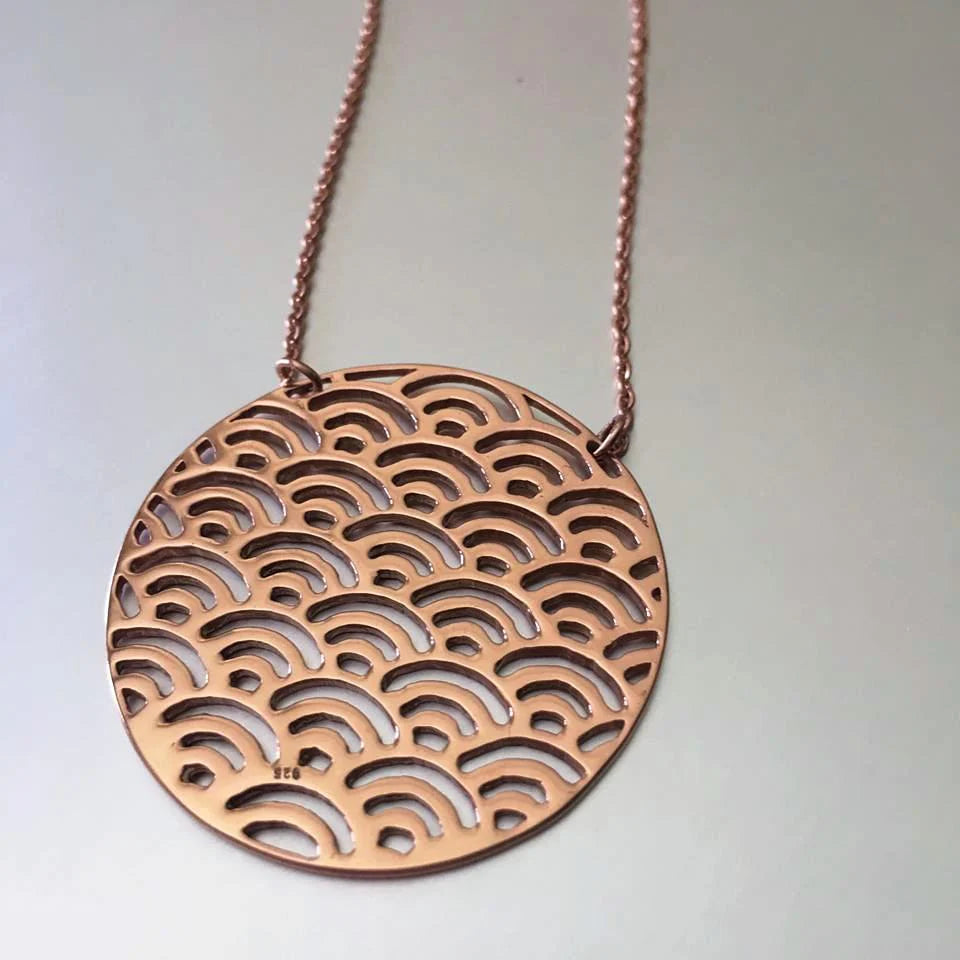 Elegant Geometric Rose Gold-Tone Pendant Necklace
