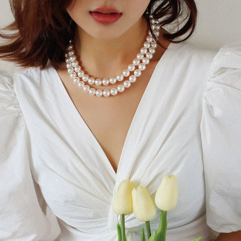 Elegant Faux Pearl Choker Necklace