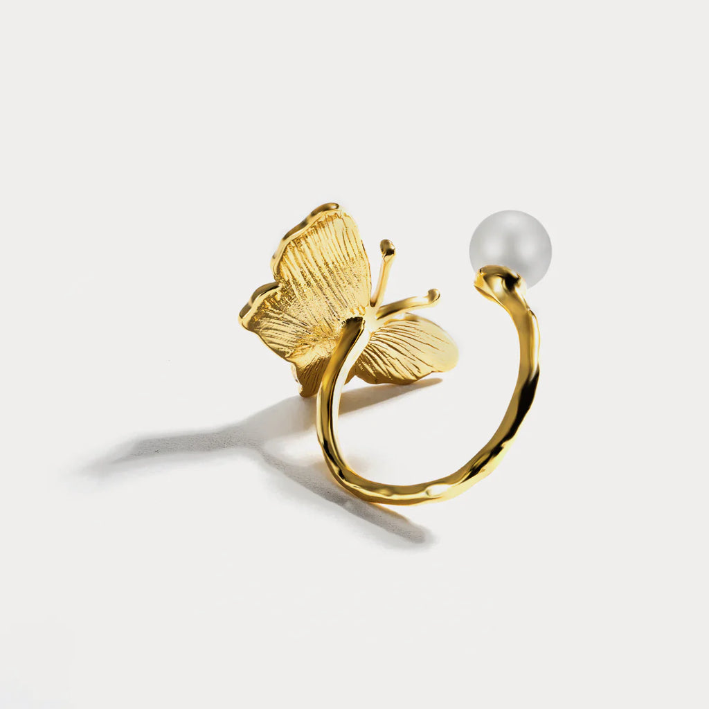 Charming Butterfly Pearl Ring