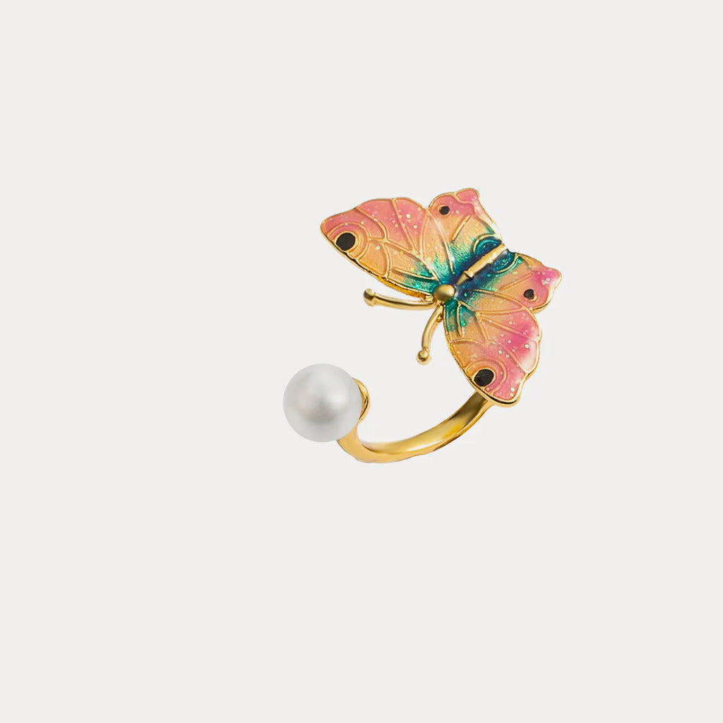 Charming Butterfly Pearl Ring