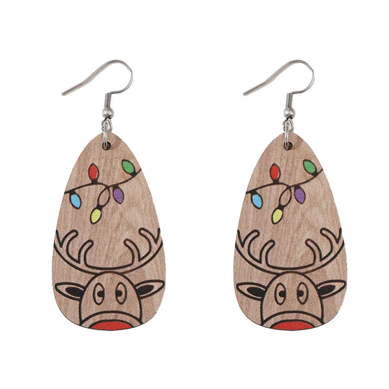 Christmas Reindeer Wood Earrings