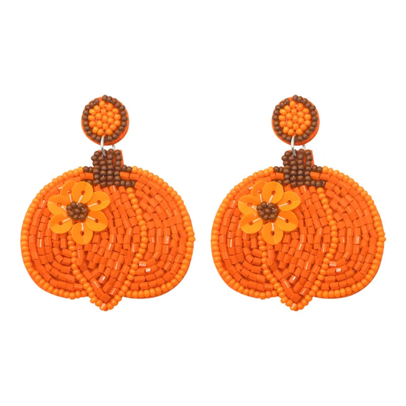 Pumpkin Seed Bead Drop Earrings